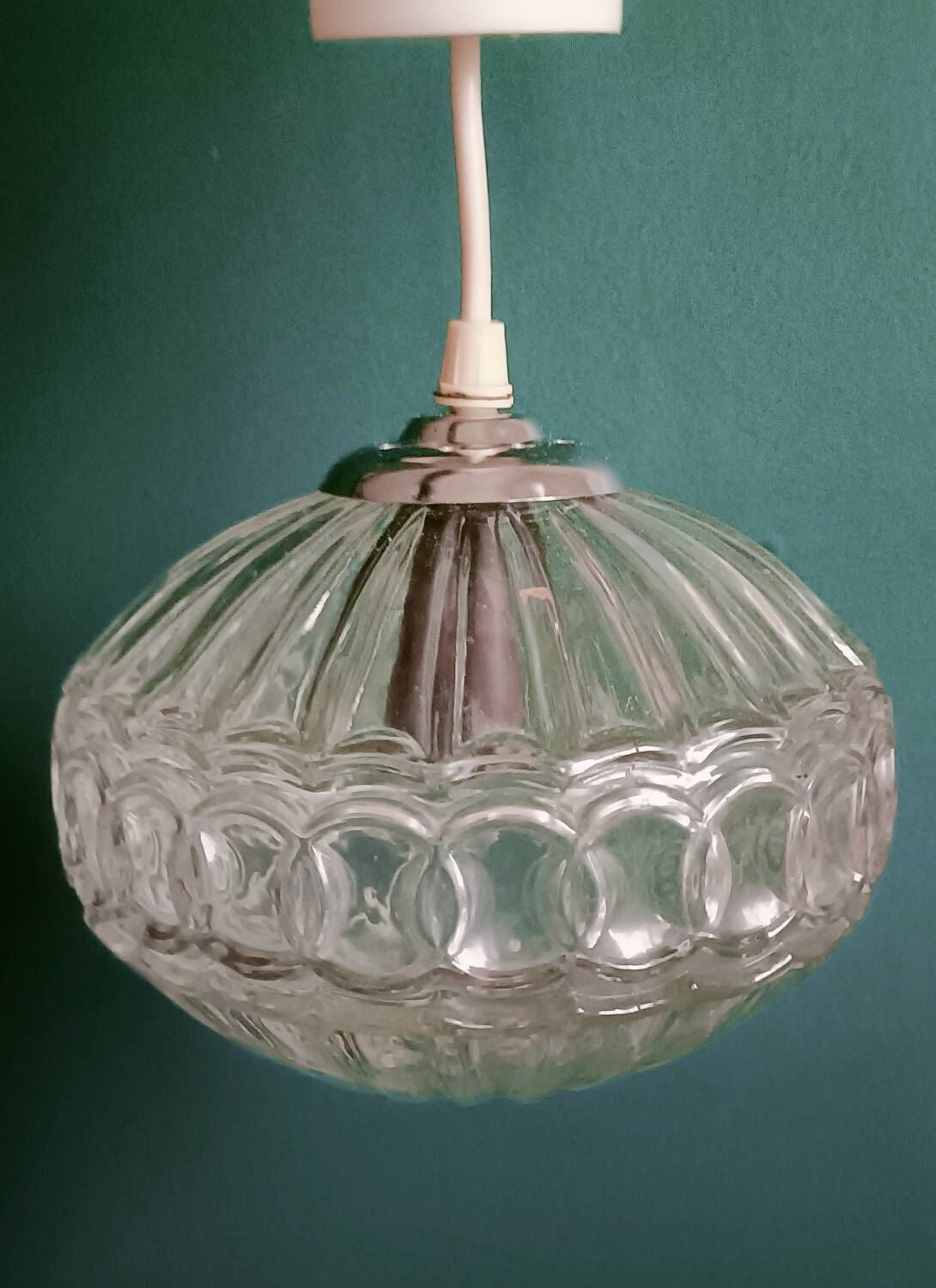 Vintage molded glass pendant light