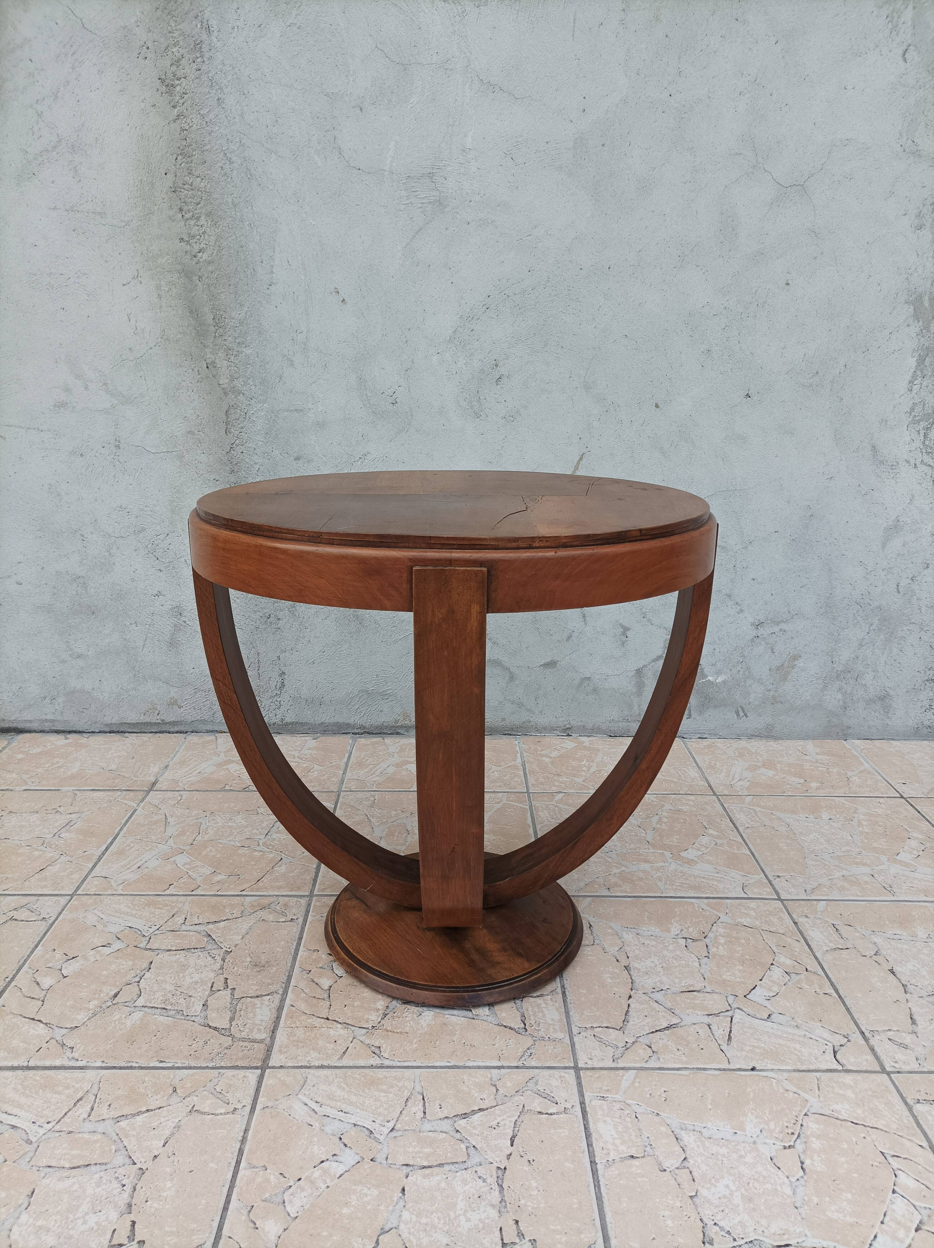 Art Deco pedestal table walnut side table