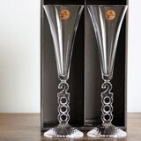 2 vintage champagne flutes in arques crystal