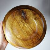 Teak or acacia wood bowl, vintage craftsmanship from the 70s-2000s