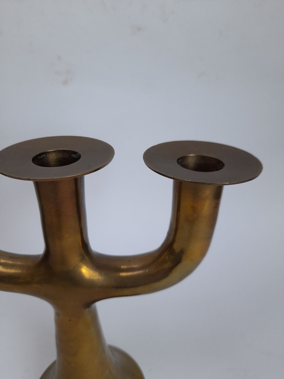Swedish three-branch brass candlestick