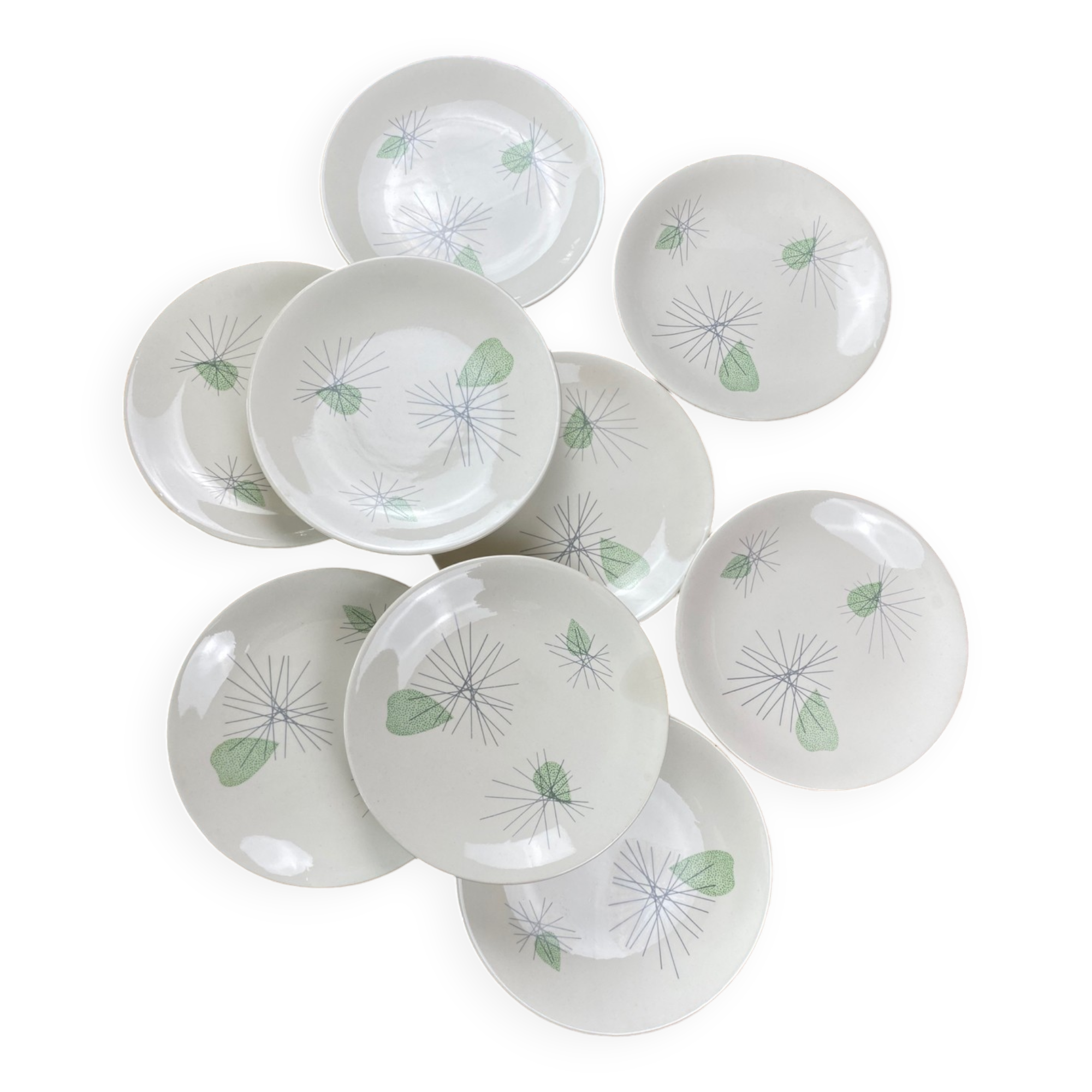 Set of 9 floral earthenware plates from gien