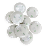 Lot de 9 assiettes florales en faïence de gien