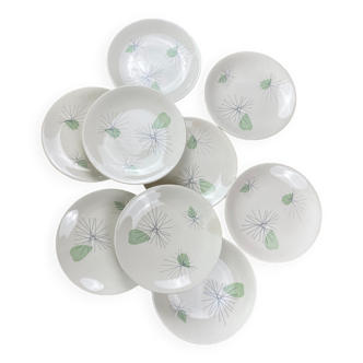 Set of 9 floral earthenware plates from gien