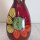 Large glazed ceramic vase with floral decoration – 1970s