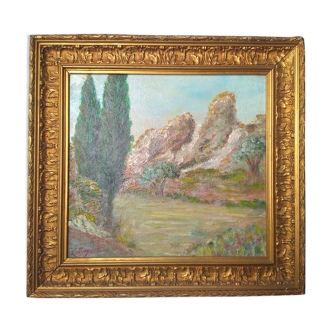 Oil on landscape panel of the allpilles 1942