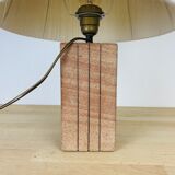 Brutalist lamp pink stoneware and wool lampshade