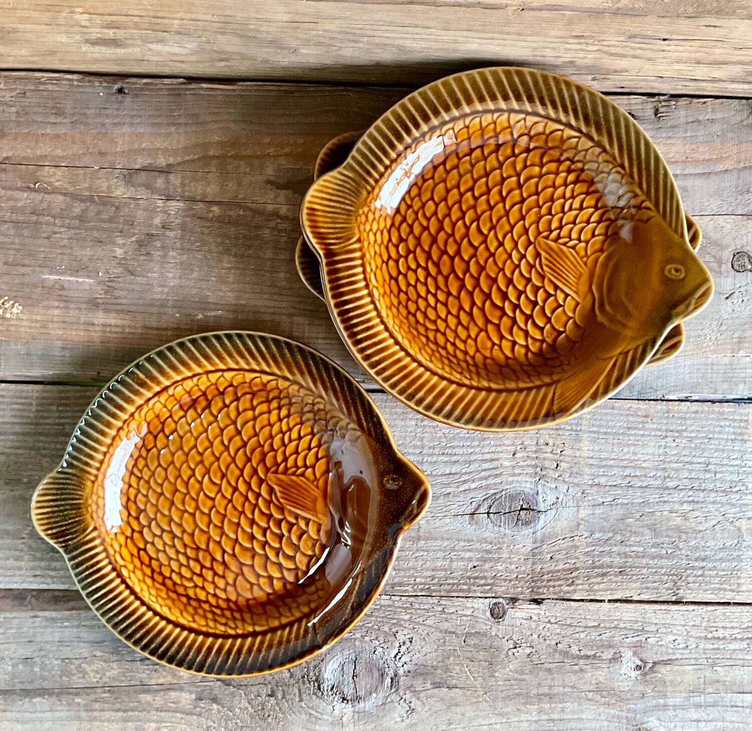 6 fish plates Sarreguemines France