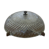 Plafonnier verre et métal 1950