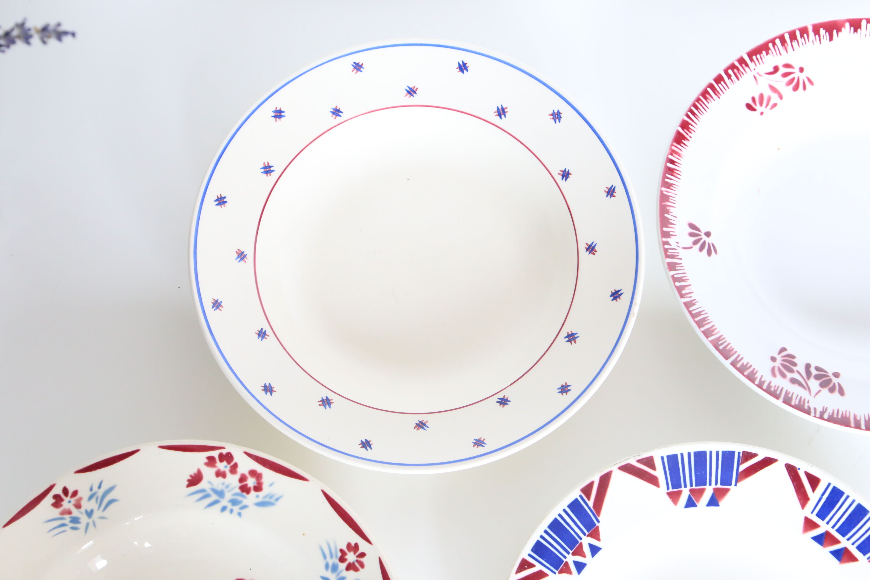 4 mixed deep plates, Moulin des Wolves, Luneville, Badonviller