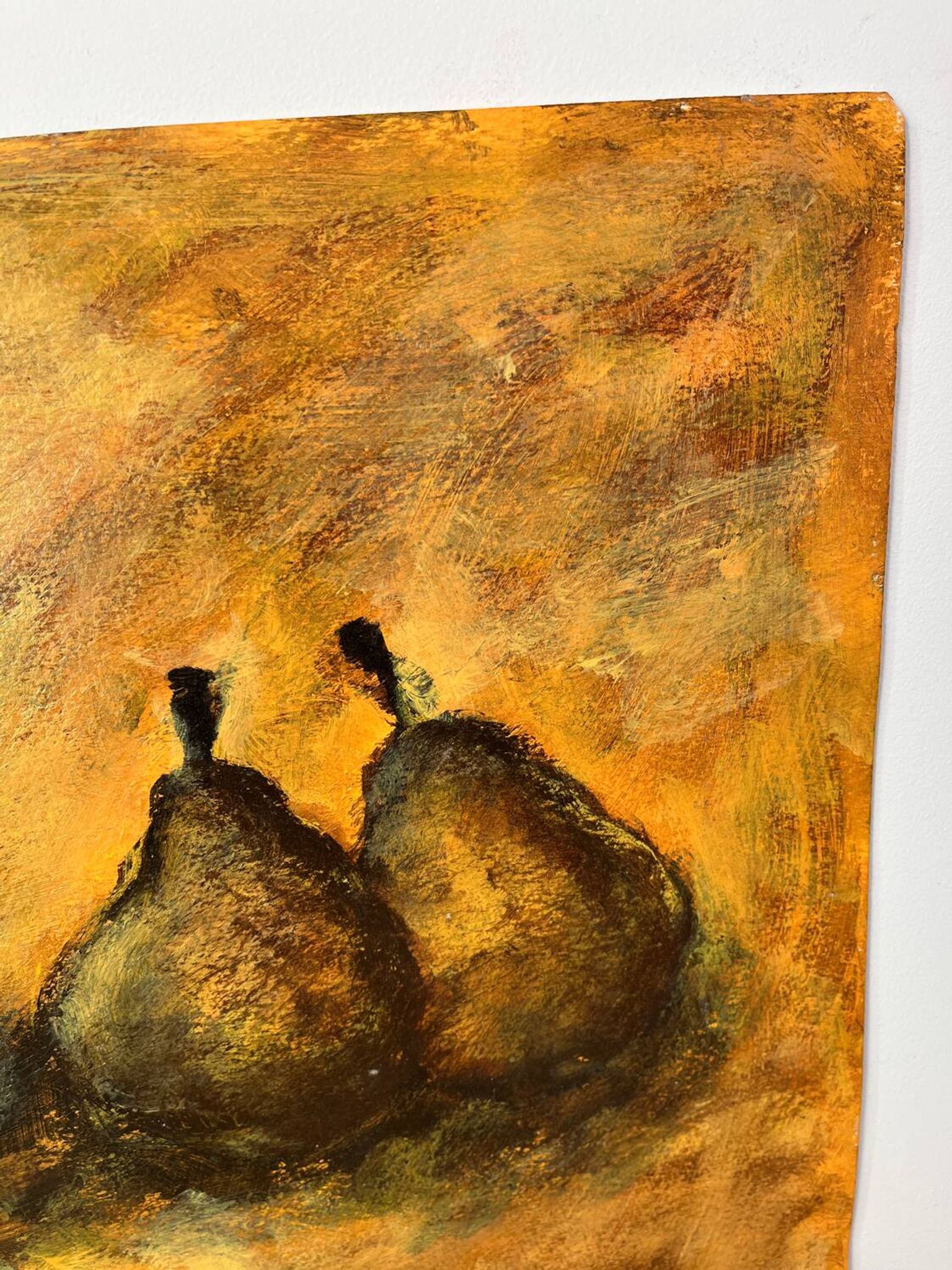 Still life with pears, watercolour on paper signed Françoise Persillon.