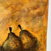 Still life with pears, watercolour on paper signed Françoise Persillon.