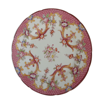 Dessert plate decorating Pink Japanese with a coat of arms crown 3 eagles and ivy letter N