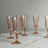 Set of 6 translucent pink twisted glasses