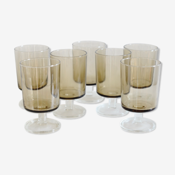 Set of smoked foot glasses 1970s