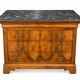 Louis-Philippe style secretary chest of drawers from the 19th century with walnut burl veneer.