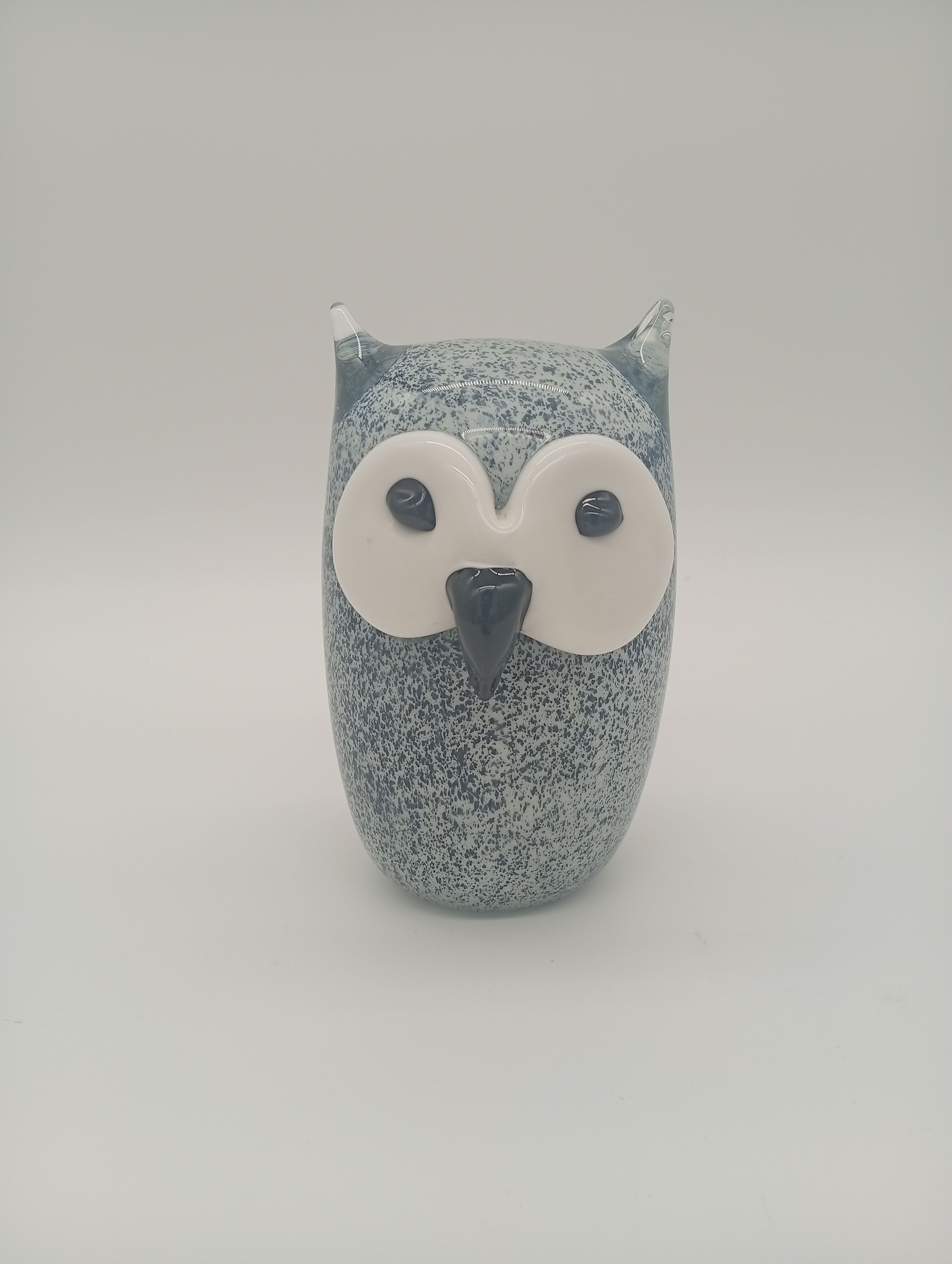 Vintage Scandinavian Glass Owl Statuette Denmark Sulphur 70s 80s