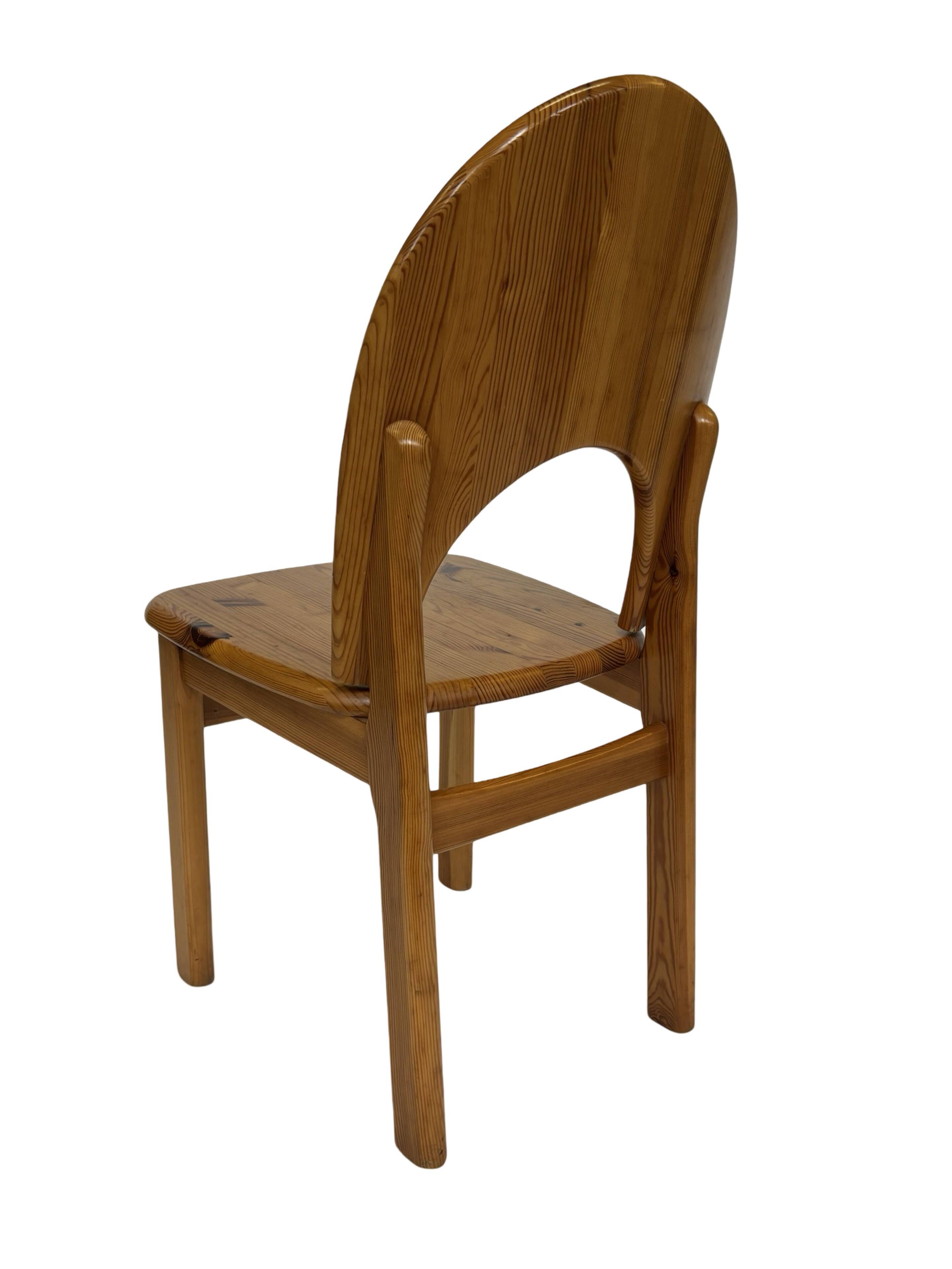 Vintage set of four pinewood chairs Rainer Daumiller minimalist design