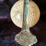 Art deco sconce, golden brass and yellow speckled Clichy glass globe