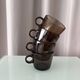 Set of 4 Vintage Smoked Glass Coffee CSeups by ŠEDA – Czechoslovakia, 1970s