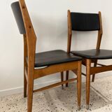Scandinavian chair in wood and black imitation leather
