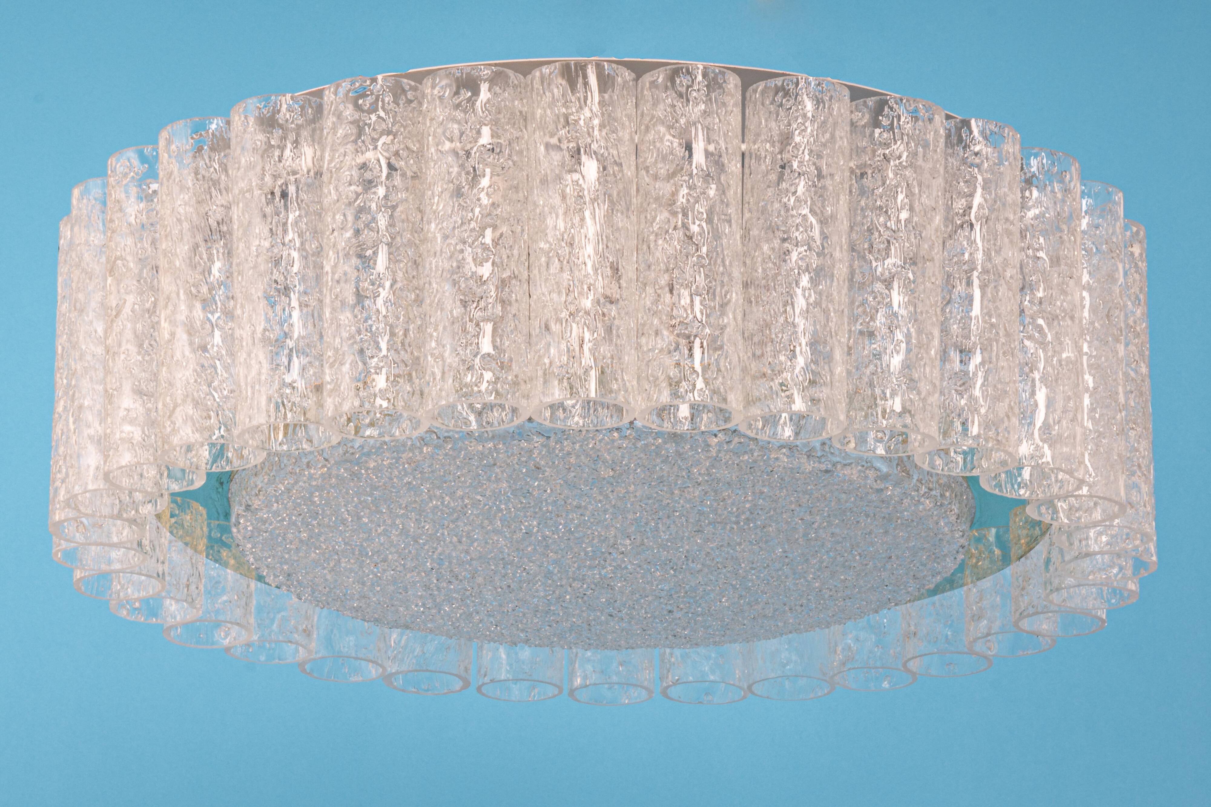 Superb glass tube ceiling light from Murano by Doria, Germany, 1960s.