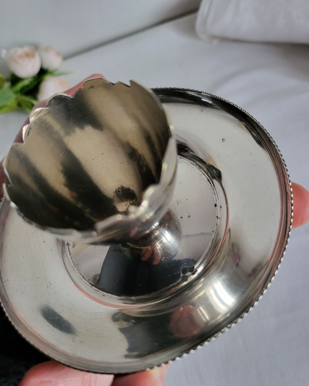 Silver-plated egg cup