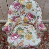 Fauteuil crapaud Napoléon III tissu fleuri