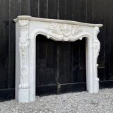 Louis XV Style Fireplace in Carrara Marble, Circa 1980