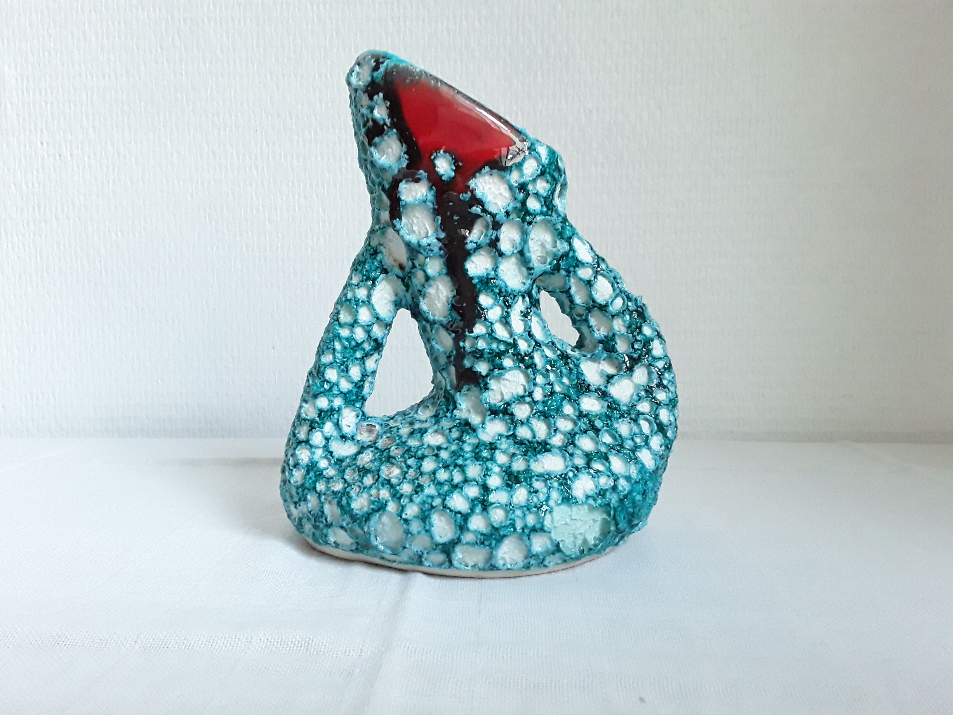 Vintage vase fat lava blue-green