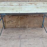 Old folding table in Burmese teak and steel