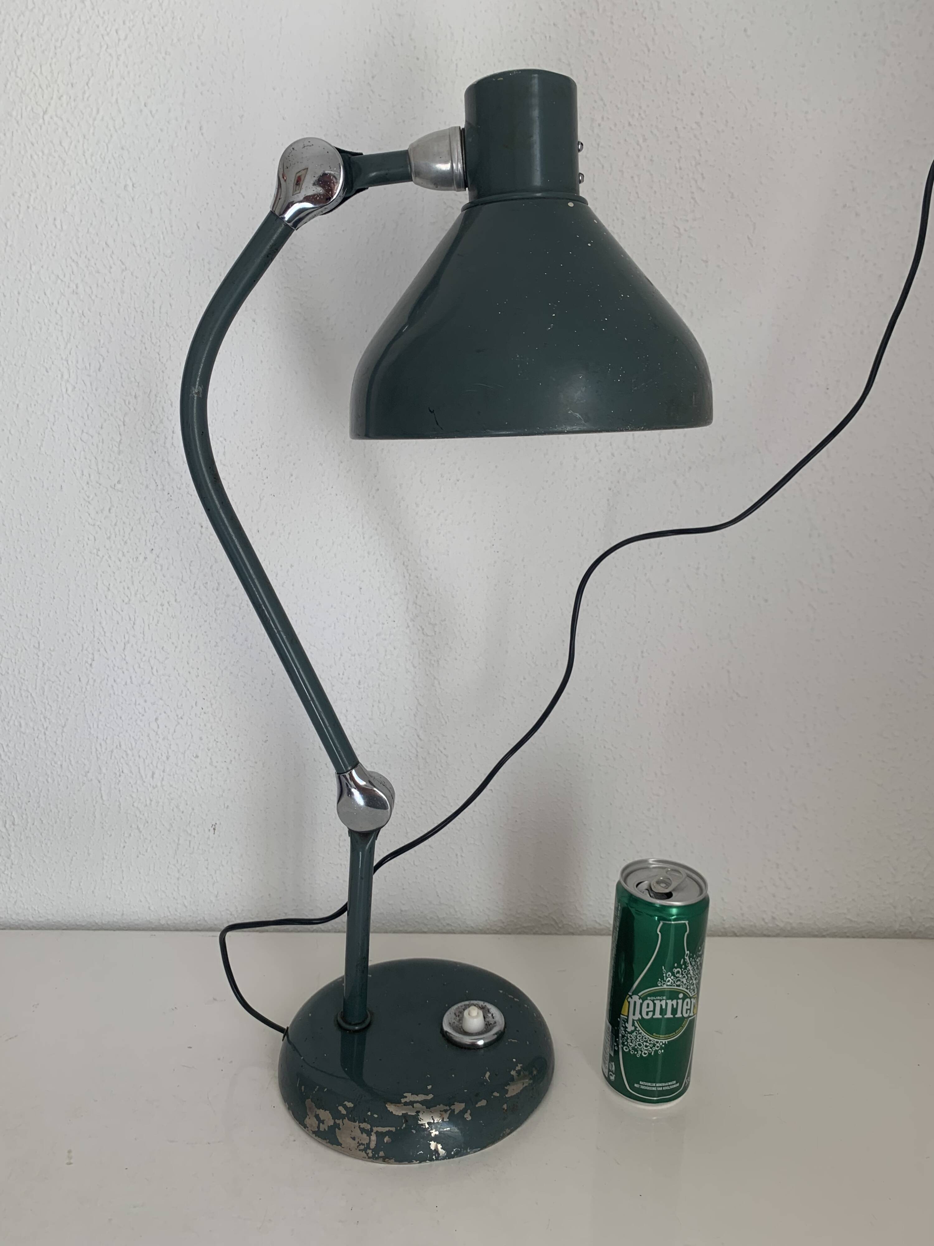 Lampe vintage 1950 Jumo GS1 vert viride de bureau - 55 cm
