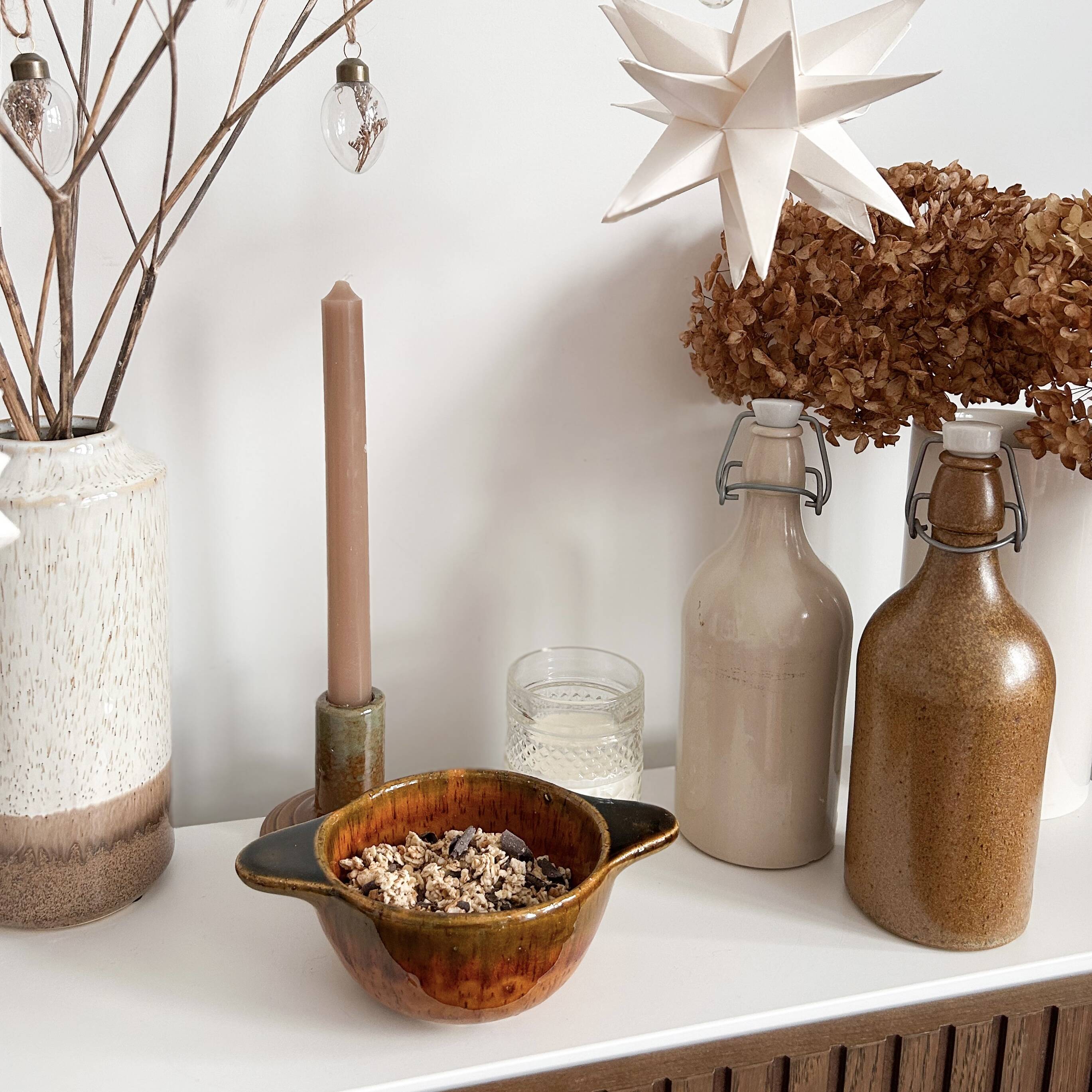 Brown stoneware bottle