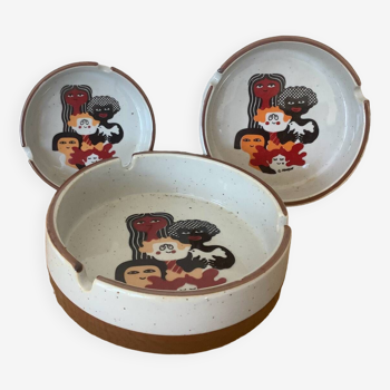 3 Guy Mocquet designer ashtrays