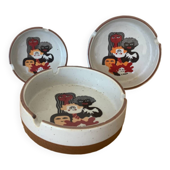 3 Guy Mocquet designer ashtrays