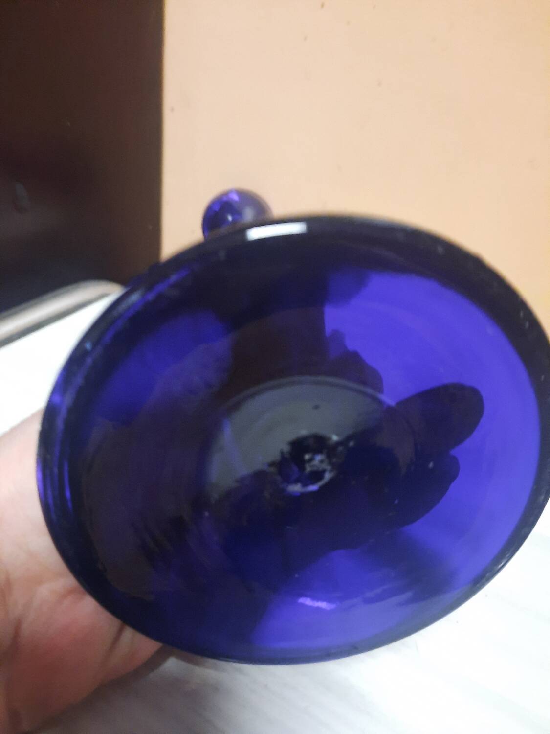 Bougeoir scandinave en verre bleu
