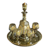Amber crystal enamel and gilded liquor service
