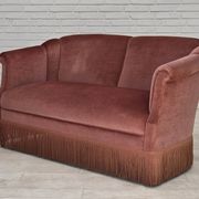 1960s, Danish 2-seater sofa, original pink furniture velour.
