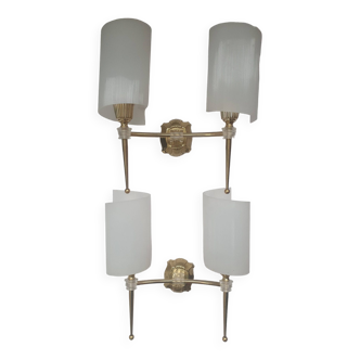 Pair of double gold torch wall lights rockabilly