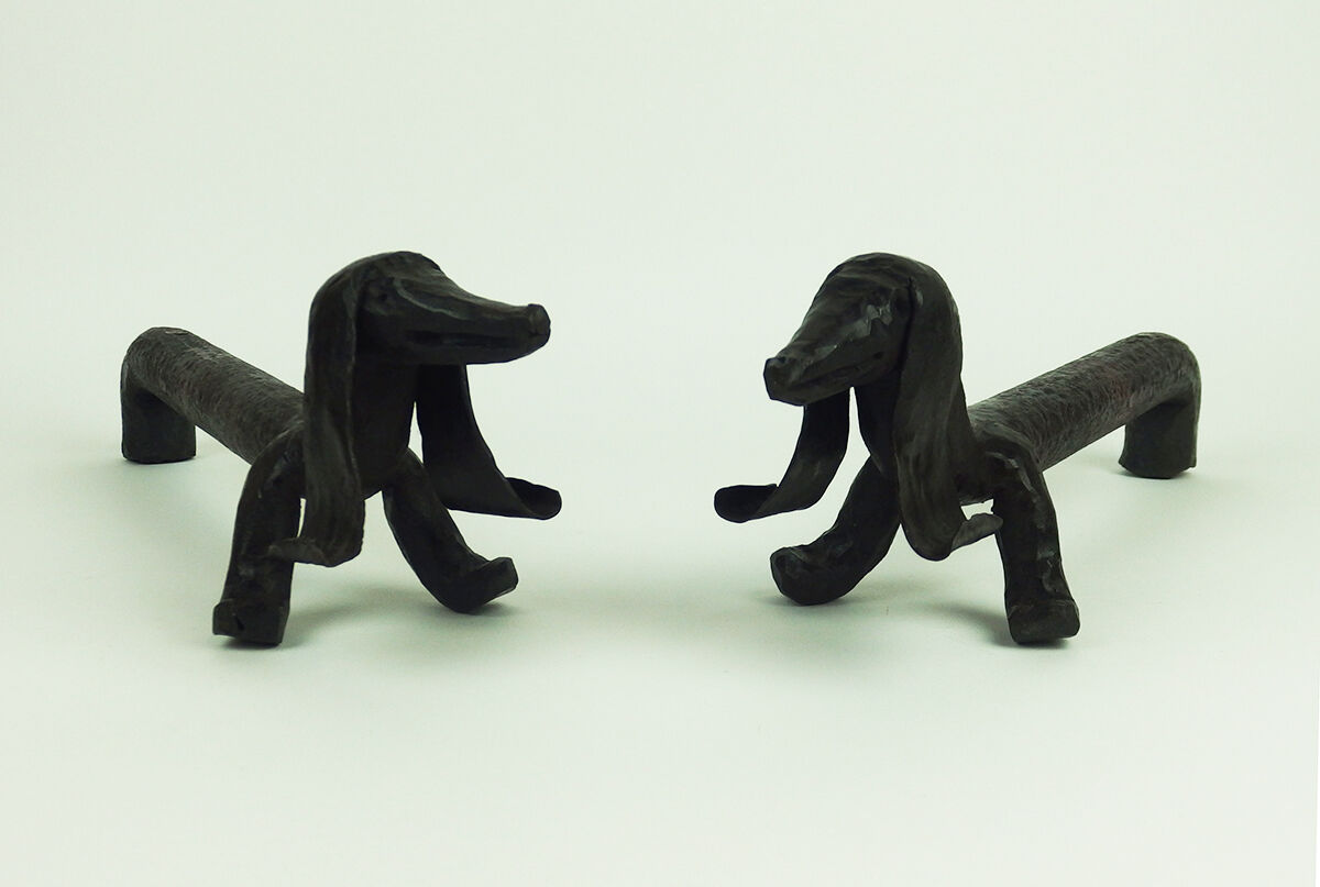 Pair of wrought iron "dog" chenets