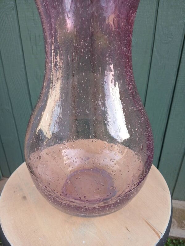 Vase corolle en verre bulle rose