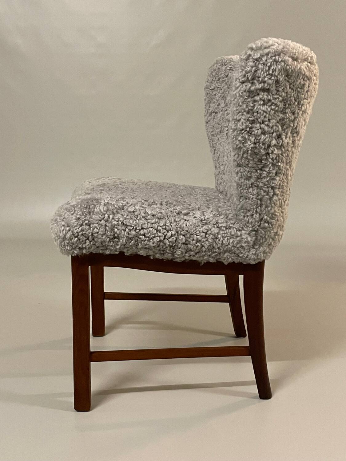 Danish beside chair in grey sheep skin  1940s