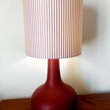 Vintage burgundy ceramic lamp and custom-made lampshade