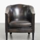 Fauteuil club noir/gris en cuir de mouton