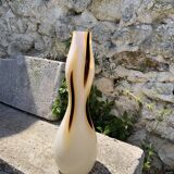 Soliflore vase in beige opaline and brown design and vintage