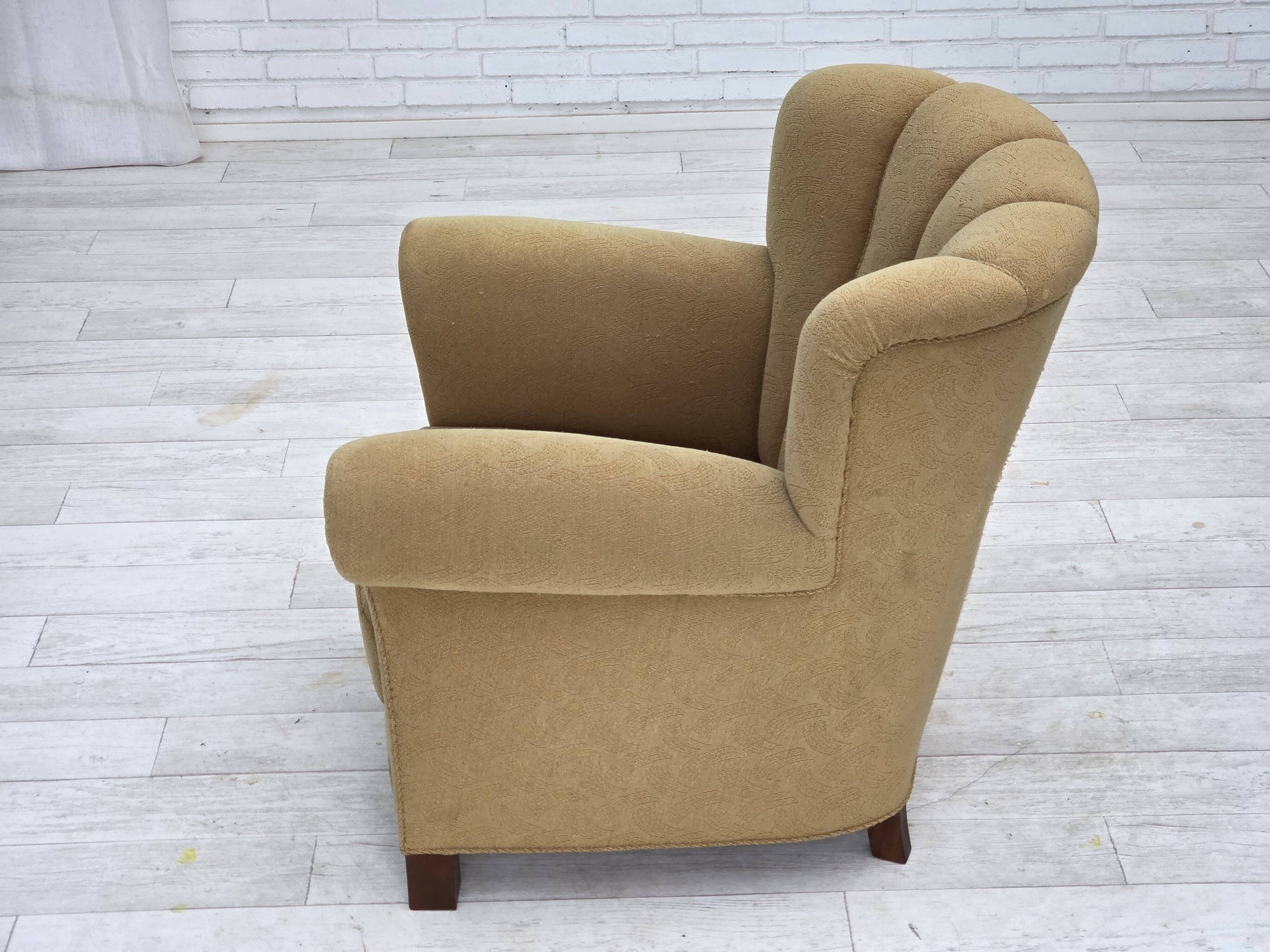 1960s, Danish relax chair, original light green furniture wool.
