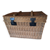 Wicker travel trunk xix metal clasps and cuffs