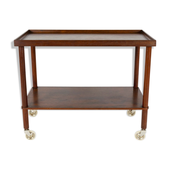 Danish designed rosewood rolling table-side cart, circa 1960