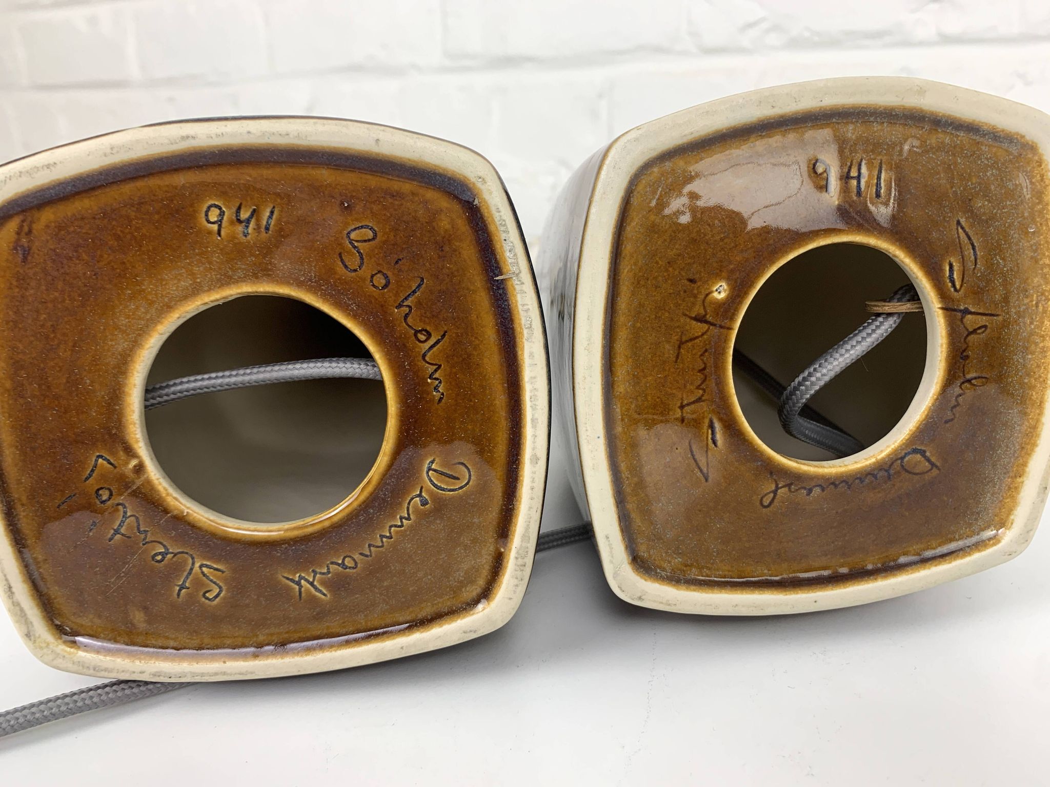 Pair of Scandinavian ceramic table lamps, Søholm Stentøj, Denmark, 1960