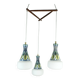 Lampe suspendue danoise moderne d'une beauté exceptionnelle en teck, verre opalin, céramique, lampe suspendue à 3 lumières